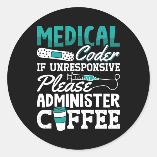 Medizinischer Coder-Kaffeekocher für ICD-Coding Runder Aufkleber (Vorderseite)