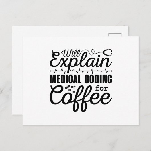 Medizinischer Coder Medical Coding Coffee Coding I Postkarte (Vorne/Hinten)