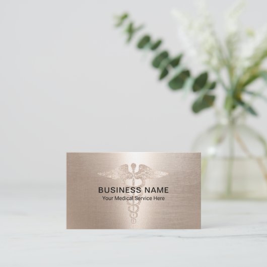 Medizinischer Dienst Caduceus Symbol Elegantes Gol Visitenkarte (Stehend Vorderseite)