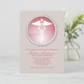 Medizinischer Emblem Nursing School Abschluss lädt Einladung (Stehend Vorderseite)