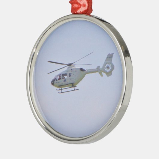 Medizinischer Hubschrauber Silbernes Ornament (Links)