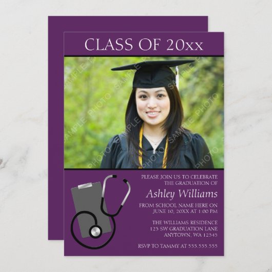 Medizinischer Krankenpflege-Schullila Einladung (Vorne/Hinten)