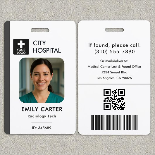 Medizinischer Logo-Techniker Nurse Gray-ID-Foto Ausweis