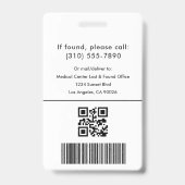 Medizinischer Logo-Techniker Nurse Gray-ID-Foto Ausweis (Rückseite)