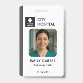 Medizinischer Logo-Techniker Nurse Gray-ID-Foto Ausweis (Vorderseite)