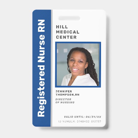 Medizinischer Mitarbeiter Blue Foto ID Ausweis (Vorderseite)