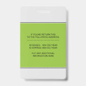 Medizinischer Mitarbeiter mit grüner Kalk-Fotovorl Ausweis (Rückseite)