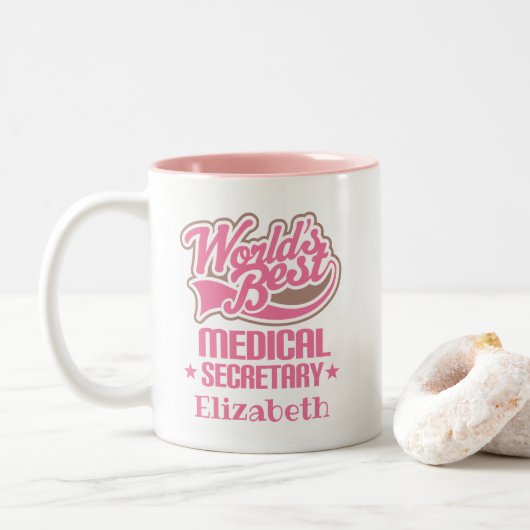 Medizinischer Sekretär Geschenk Personalisiert Zweifarbige Tasse (Mit Donut)