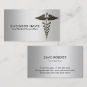 Medizinischer silberner Caduceus-elegantes Metall Visitenkarte (Vorne/Hinten)