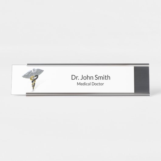 Medizinischer silberner schreibtischnamensplakette (Vorderseite )