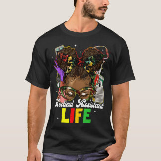 Medizinischer Sofort-Schwarzer-Historien-Unordentl T-Shirt