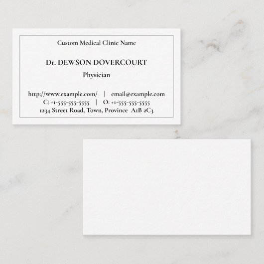 Medizinischer Spezialist für altmodische Mode Visitenkarte (Vorne/Hinten)