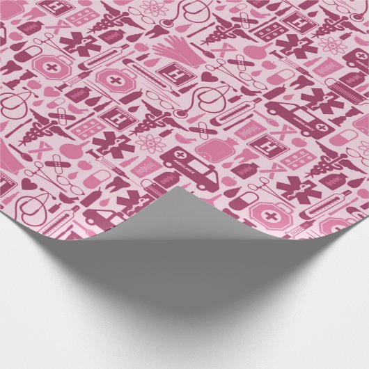 Medizinischer Themed Rosa Geschenkpapier (Ecke)