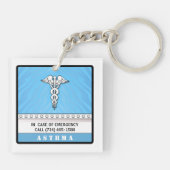 Medizinischer wachsamer Schlüsselanhänger hellblau (Rückseite)