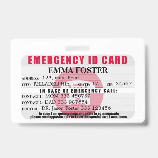 Medizinisches Abzeichen mit Notausweis Ausweis (Vorderseite)