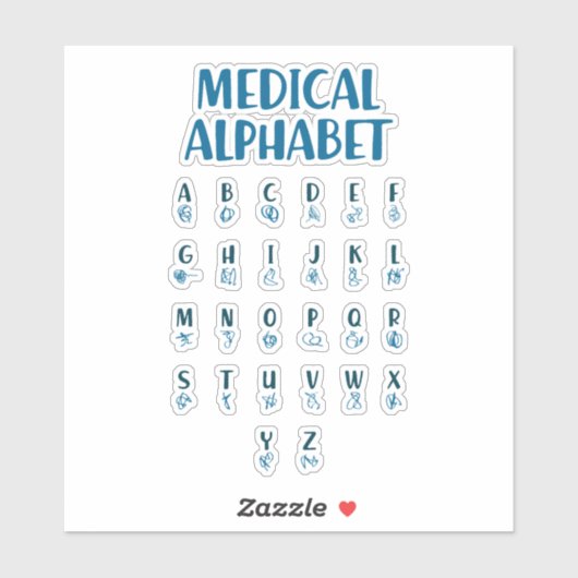 Medizinisches Alphabet Aufkleber (Blatt)