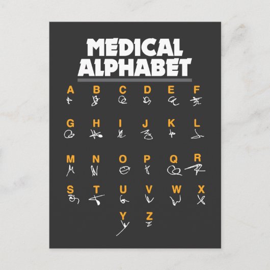 Medizinisches Alphabet für Ärzte Krankenpfleger Ch Postkarte (Vorderseite)