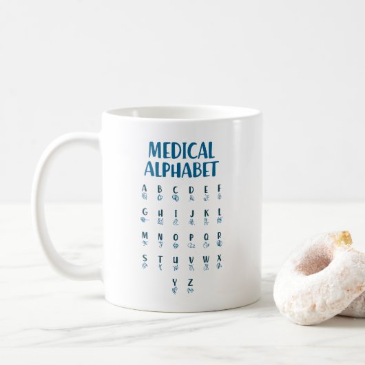 Medizinisches Alphabet Kaffeetasse (Mit Donut)