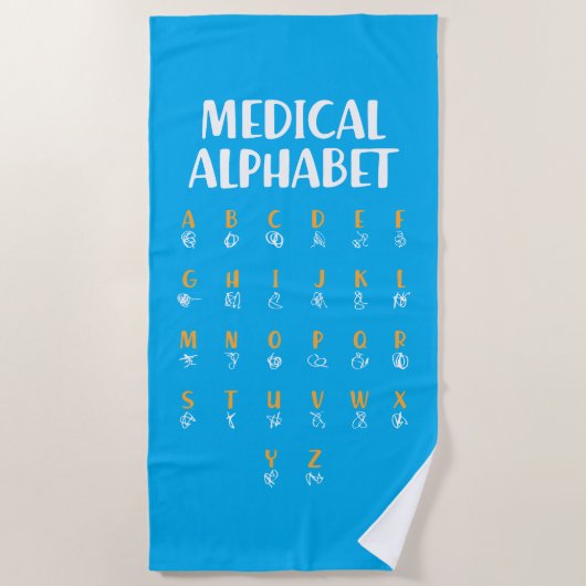 Medizinisches Alphabet Strandtuch (Vorderseite)