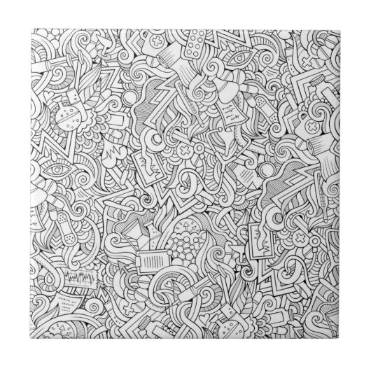 Medizinisches B&W Muster Fliese (Vorderseite)