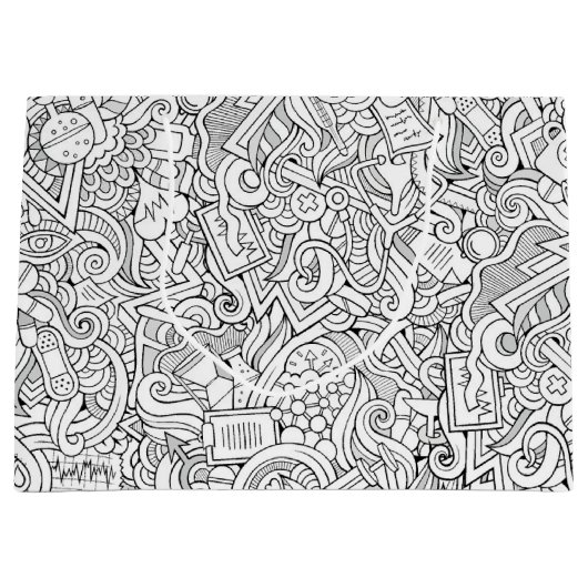 Medizinisches B&W Muster Große Geschenktüte (Vorderseite)