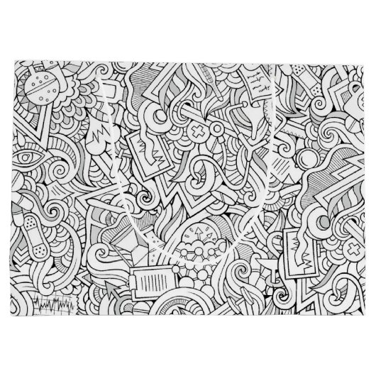 Medizinisches B&W Muster Große Geschenktüte (Rückseite)