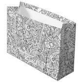 Medizinisches B&W Muster Große Geschenktüte (Vorderseite Schrägansicht)