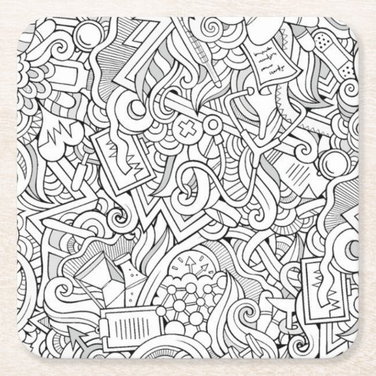 Medizinisches B&W Muster Rechteckiger Pappuntersetzer (Vorderseite)