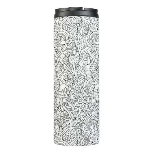 Medizinisches B&W Muster Thermosbecher (Rückseite)