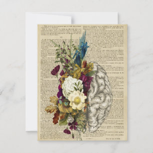 medizinisches Blumen-Gehirn-Anatomie-Poster Feiertagskarte