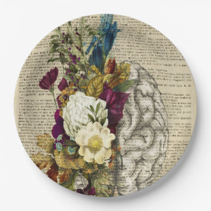 medizinisches Blumen-Gehirn-Anatomie-Poster Pappteller