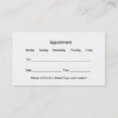 Medizinisches Büro Businesscards Terminkarte (Rückseite)