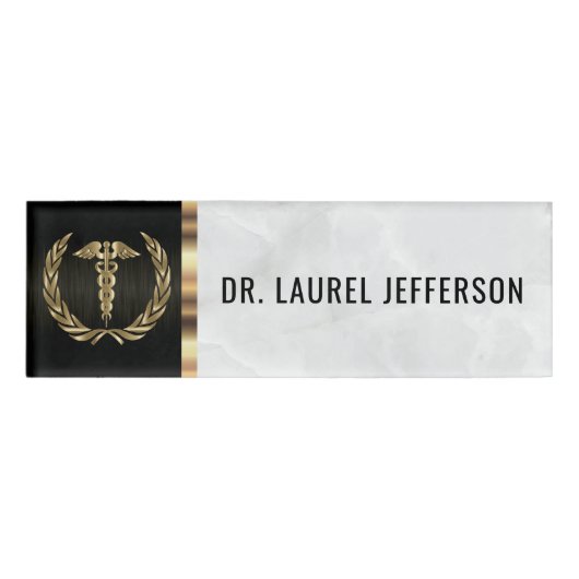 Medizinisches Büropersonal - weißer Marmor, Namenschild (Vorderseite)