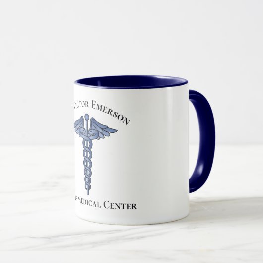 Medizinisches Caduceus Blaues Symbol Persönliche U Tasse (VorderseiteRechts)