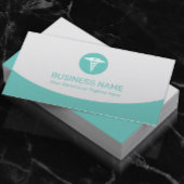 Medizinisches Caduceus Logo Modernes Aquamarin Visitenkarte