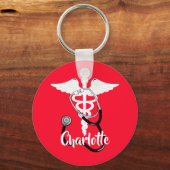 Medizinisches Caduceus-Personalsymbol Personalisie Schlüsselanhänger (Vorderseite)