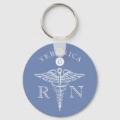Medizinisches Caduceus Symbol Nurse Monogramm Schlüsselanhänger (Vorderseite)