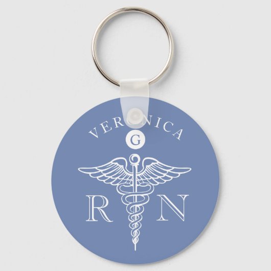 Medizinisches Caduceus Symbol Nurse Monogramm Schlüsselanhänger (Vorderseite)