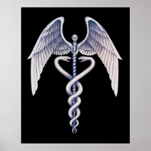 Medizinisches Caduceus-Symbol Schwarzes Geschäftsp Poster