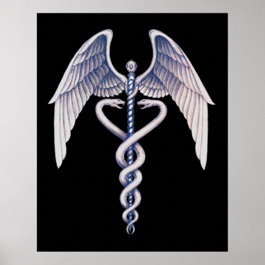 Medizinisches Caduceus-Symbol Schwarzes Geschäftsp Poster (Vorne)