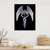 Medizinisches Caduceus-Symbol Schwarzes Geschäftsp Poster (Küche)