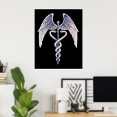 Medizinisches Caduceus-Symbol Schwarzes Geschäftsp Poster (Heimbüro)