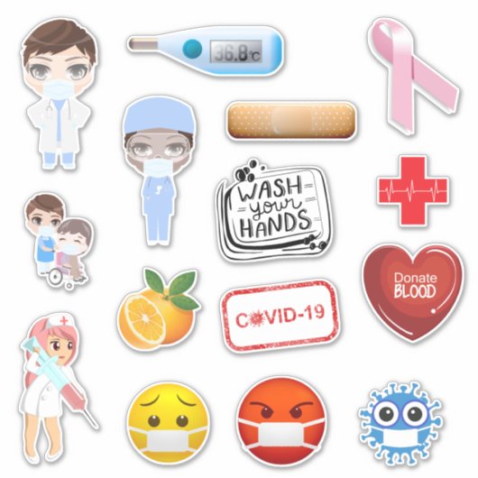 Medizinisches Covid-19 Corona Krankenhaus maskiert Aufkleber (Vorderseite)