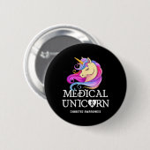 Medizinisches Einhorn Diabetes-Bewusstsein Button (Vorne & Hinten)