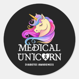Medizinisches Einhorn Diabetes-Bewusstsein Runder Aufkleber