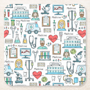 Medizinisches Entwurfs-Muster Rechteckiger Pappuntersetzer