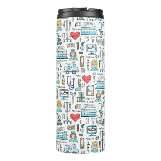 Medizinisches Entwurfs-Muster Thermosbecher (Rückseite)