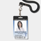 Medizinisches Foto Abzeichen - Dunkelblau Ausweis (Vorderseite mit Lanyard)