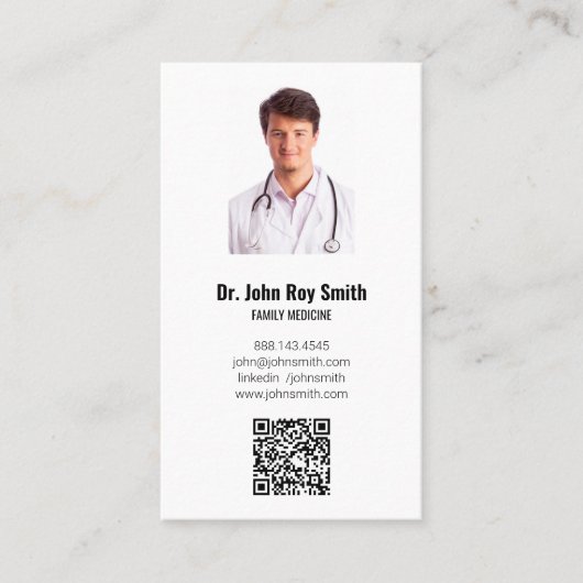 Medizinisches Foto QR Code Moderner Minimalistisch Visitenkarte (Vorderseite)