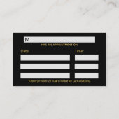 Medizinisches Gold auf schwarzem, klassenem Rod de Terminkarte (Rückseite)